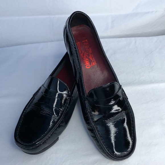 Salvatore Ferragamo Black Patent Leather Penny Loafer/Moccasin, Nero Calf - Picture 2 of 15